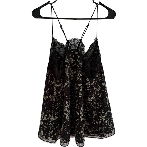 NWT Reset by Jane Satin Samantha Black Lace Floral Print Cami Tank Top Large - Picture 5 of 11